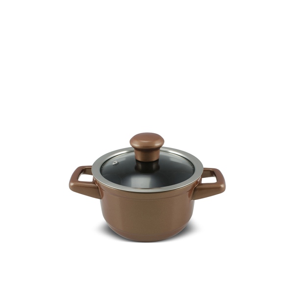 Caçarola Duo 14cm 900ml - Cobre A Linha Duo Possui Tampa De Vidro Que Permite Ao Consumidor A Visualização Do Alimento Durante O Preparo Da Refeição. Pode-Se Levar Direto À Mesa