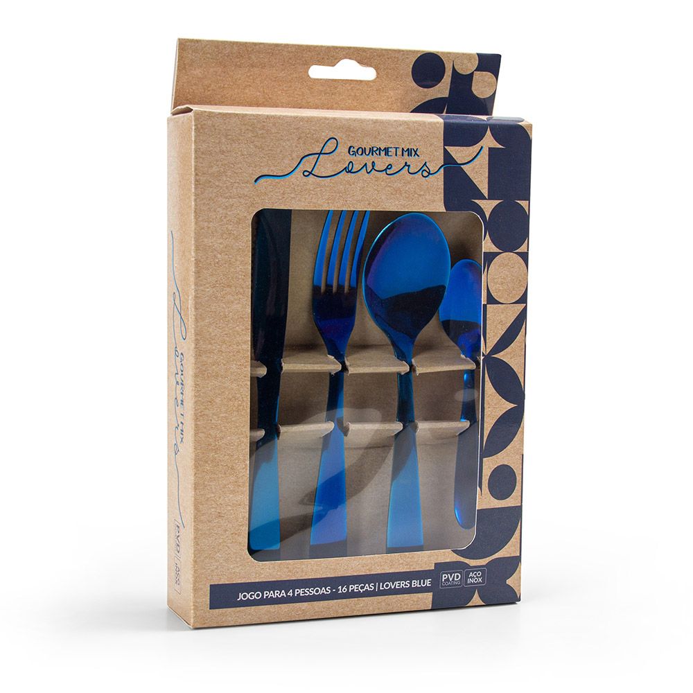 Faqueiro 16 Peças Lovers Gourmet Mix - Blue