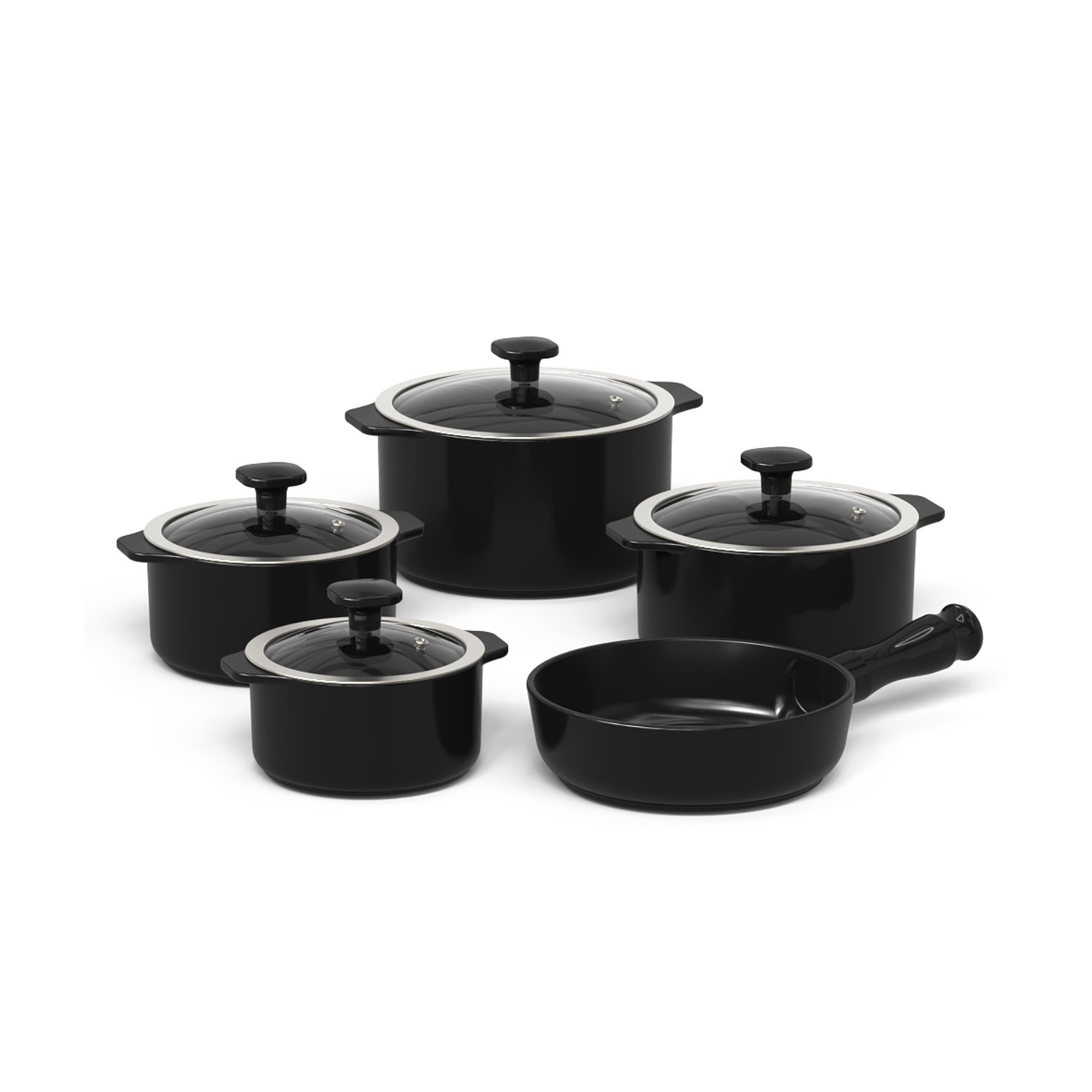 Jogo de Panelas Ceraflame Slim 5 Peças - Preto