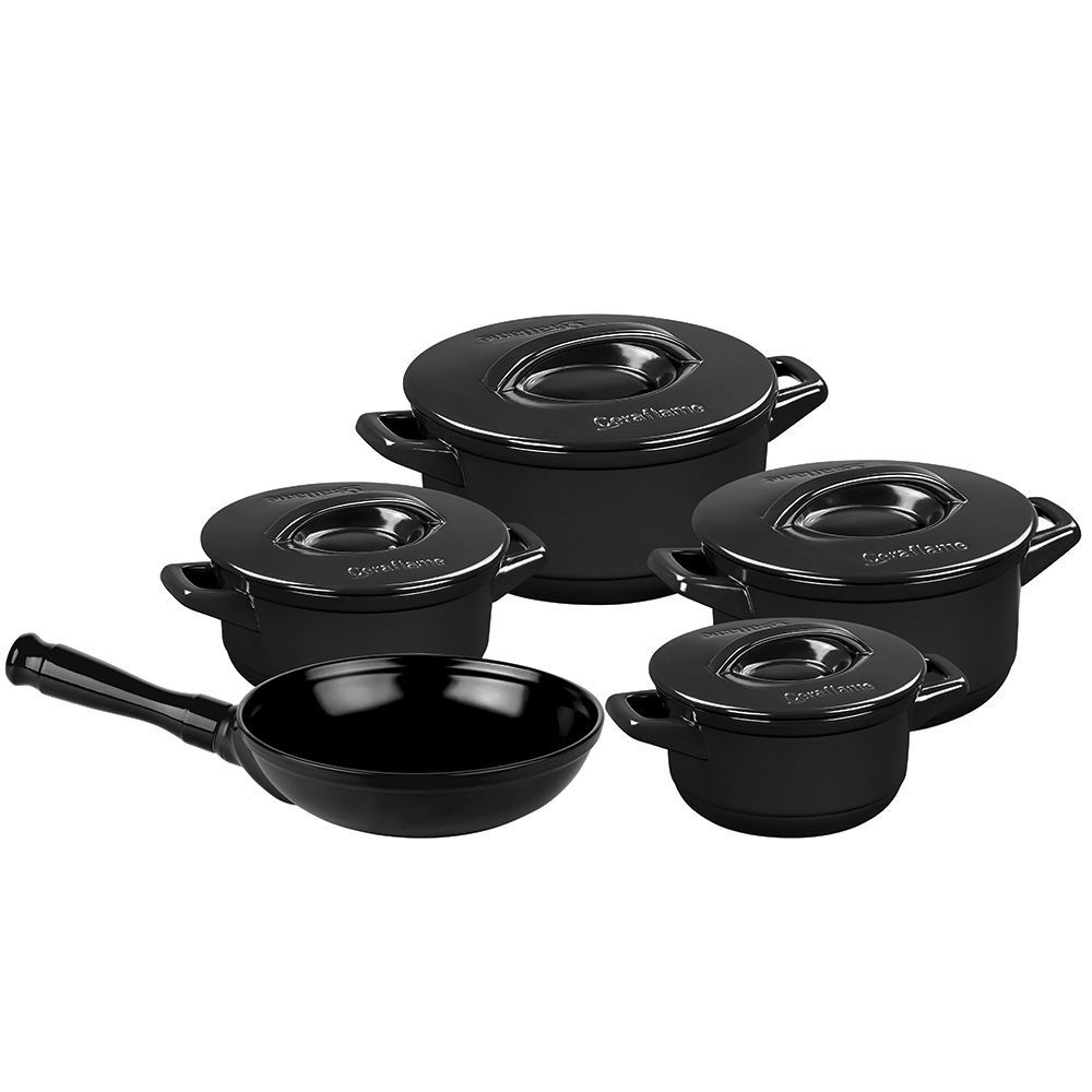 Jogo De Panelas De Cerâmica Ceraflame Duo+ 5 Peças - Preto