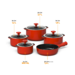 Jogo de Panelas Ceraflame Slim 5 Peças - Vermelho Coral - Imagem 2